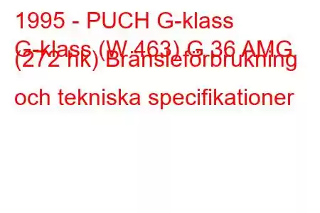 1995 - PUCH G-klass
G-klass (W 463) G 36 AMG (272 hk) Bränsleförbrukning och tekniska specifikationer