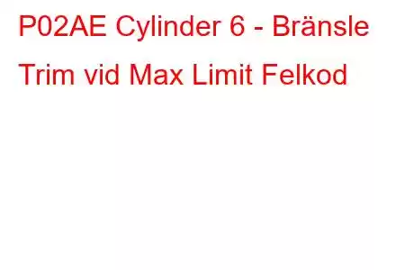 P02AE Cylinder 6 - Bränsle Trim vid Max Limit Felkod