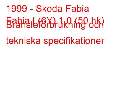 1999 - Skoda Fabia
Fabia I (6Y) 1.0 (50 hk) Bränsleförbrukning och tekniska specifikationer