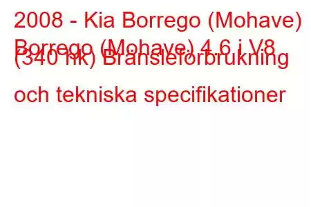 2008 - Kia Borrego (Mohave)
Borrego (Mohave) 4.6 i V8 (340 hk) Bränsleförbrukning och tekniska specifikationer