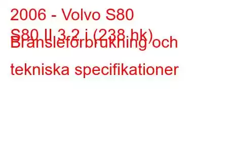 2006 - Volvo S80
S80 II 3.2 i (238 hk) Bränsleförbrukning och tekniska specifikationer