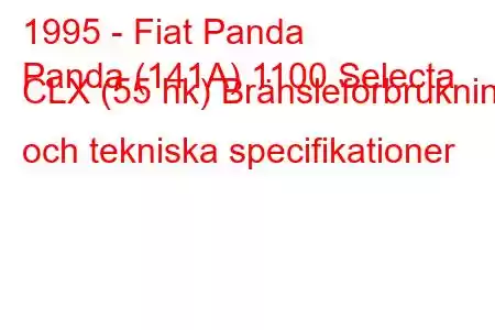 1995 - Fiat Panda
Panda (141A) 1100 Selecta CLX (55 hk) Bränsleförbrukning och tekniska specifikationer