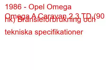 1986 - Opel Omega
Omega A Caravan 2.3 TD (90 hk) Bränsleförbrukning och tekniska specifikationer