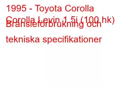 1995 - Toyota Corolla
Corolla Levin 1.5i (100 hk) Bränsleförbrukning och tekniska specifikationer