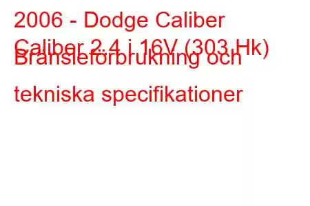 2006 - Dodge Caliber
Caliber 2.4 i 16V (303 Hk) Bränsleförbrukning och tekniska specifikationer