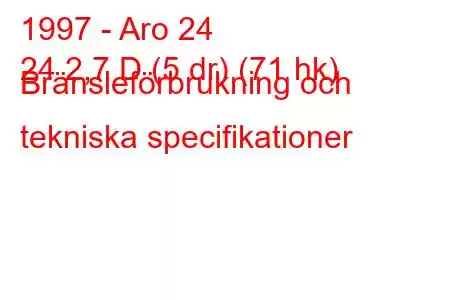 1997 - Aro 24
24 2,7 D (5 dr) (71 hk) Bränsleförbrukning och tekniska specifikationer