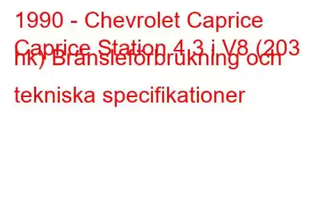 1990 - Chevrolet Caprice
Caprice Station 4.3 i V8 (203 hk) Bränsleförbrukning och tekniska specifikationer