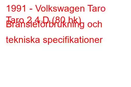 1991 - Volkswagen Taro
Taro 2.4 D (80 hk) Bränsleförbrukning och tekniska specifikationer