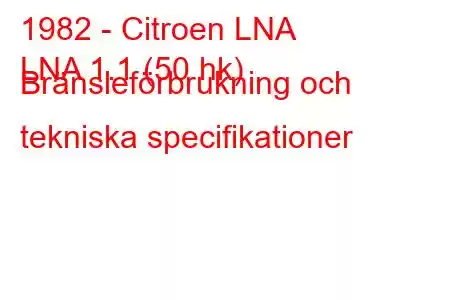 1982 - Citroen LNA
LNA 1.1 (50 hk) Bränsleförbrukning och tekniska specifikationer