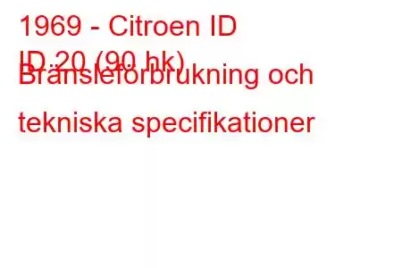 1969 - Citroen ID
ID 20 (90 hk) Bränsleförbrukning och tekniska specifikationer