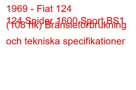 1969 - Fiat 124
124 Spider 1600 Sport BS1 (108 hk) Bränsleförbrukning och tekniska specifikationer