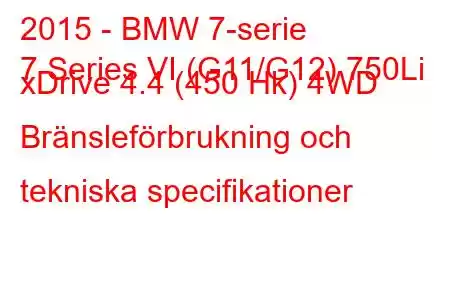 2015 - BMW 7-serie
7 Series VI (G11/G12) 750Li xDrive 4.4 (450 Hk) 4WD Bränsleförbrukning och tekniska specifikationer