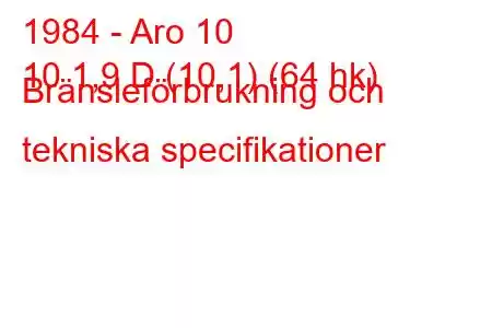 1984 - Aro 10
10 1,9 D (10,1) (64 hk) Bränsleförbrukning och tekniska specifikationer