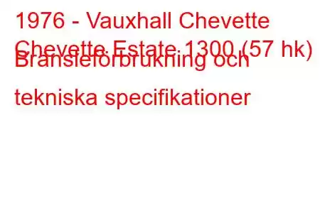 1976 - Vauxhall Chevette
Chevette Estate 1300 (57 hk) Bränsleförbrukning och tekniska specifikationer