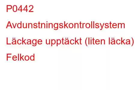 P0442 Avdunstningskontrollsystem Läckage upptäckt (liten läcka) Felkod