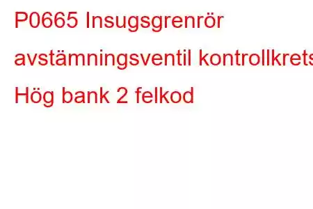 P0665 Insugsgrenrör avstämningsventil kontrollkrets Hög bank 2 felkod