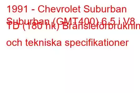 1991 - Chevrolet Suburban
Suburban (GMT400) 6.5 i V8 TD (180 hk) Bränsleförbrukning och tekniska specifikationer