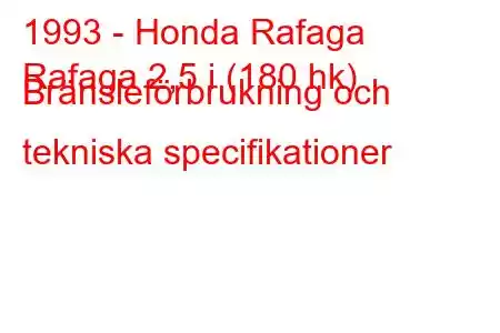 1993 - Honda Rafaga
Rafaga 2,5 i (180 hk) Bränsleförbrukning och tekniska specifikationer