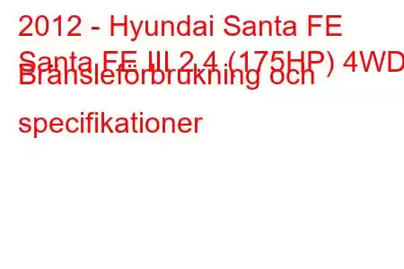 2012 - Hyundai Santa FE
Santa FE III 2.4 (175HP) 4WD Bränsleförbrukning och specifikationer