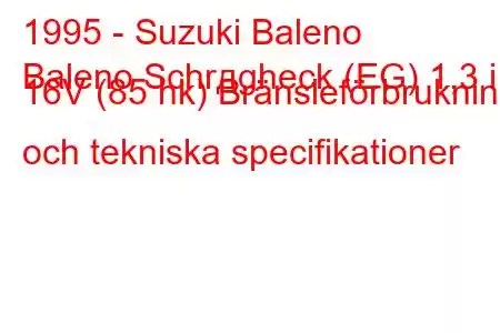 1995 - Suzuki Baleno
Baleno Schrдgheck (EG) 1,3 i 16V (85 hk) Bränsleförbrukning och tekniska specifikationer