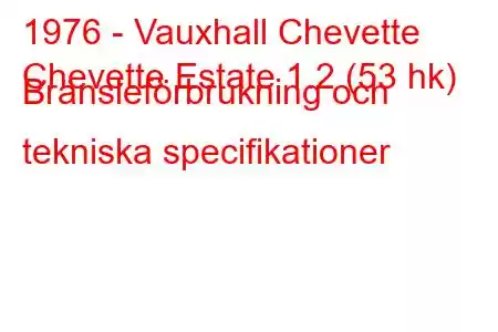 1976 - Vauxhall Chevette
Chevette Estate 1.2 (53 hk) Bränsleförbrukning och tekniska specifikationer