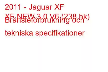 2011 - Jaguar XF
XF NEW 3.0 V6 (238 hk) Bränsleförbrukning och tekniska specifikationer