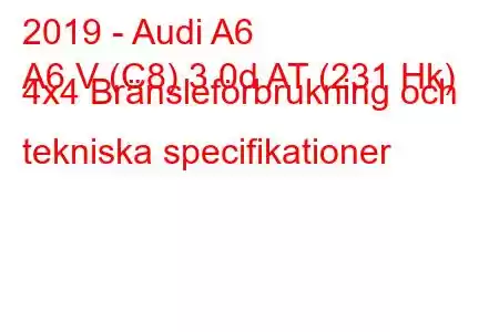 2019 - Audi A6
A6 V (C8) 3.0d AT (231 Hk) 4x4 Bränsleförbrukning och tekniska specifikationer