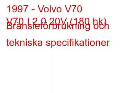 1997 - Volvo V70
V70 I 2.0 20V (180 hk) Bränsleförbrukning och tekniska specifikationer