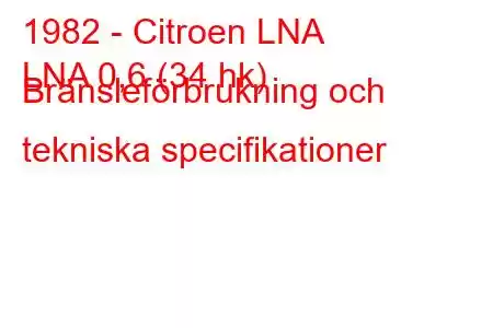 1982 - Citroen LNA
LNA 0,6 (34 hk) Bränsleförbrukning och tekniska specifikationer