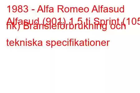 1983 - Alfa Romeo Alfasud
Alfasud (901) 1,5 ti Sprint (105 hk) Bränsleförbrukning och tekniska specifikationer