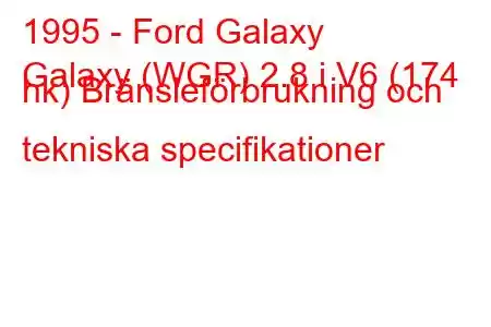 1995 - Ford Galaxy
Galaxy (WGR) 2.8 i V6 (174 hk) Bränsleförbrukning och tekniska specifikationer