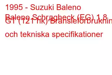 1995 - Suzuki Baleno
Baleno Schrдgheck (EG) 1,8 GT (121 hk) Bränsleförbrukning och tekniska specifikationer