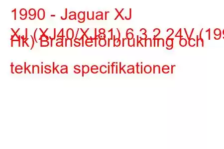 1990 - Jaguar XJ
XJ (XJ40/XJ81) 6 3.2 24V (199 Hk) Bränsleförbrukning och tekniska specifikationer