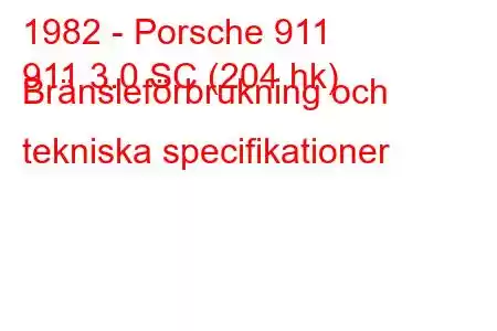 1982 - Porsche 911
911 3.0 SC (204 hk) Bränsleförbrukning och tekniska specifikationer