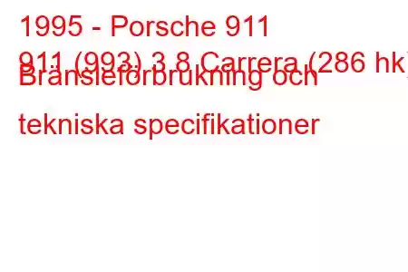 1995 - Porsche 911
911 (993) 3.8 Carrera (286 hk) Bränsleförbrukning och tekniska specifikationer