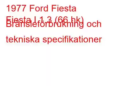 1977 Ford Fiesta
Fiesta I 1.3 (66 hk) Bränsleförbrukning och tekniska specifikationer