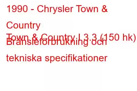 1990 - Chrysler Town & Country
Town & Country I 3.3 (150 hk) Bränsleförbrukning och tekniska specifikationer