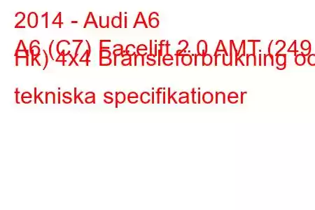 2014 - Audi A6
A6 (C7) Facelift 2.0 AMT (249 Hk) 4x4 Bränsleförbrukning och tekniska specifikationer