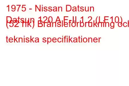 1975 - Nissan Datsun
Datsun 120 A F-II 1.2 (LF10) (52 hk) Bränsleförbrukning och tekniska specifikationer