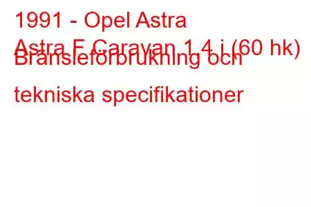 1991 - Opel Astra
Astra F Caravan 1,4 i (60 hk) Bränsleförbrukning och tekniska specifikationer