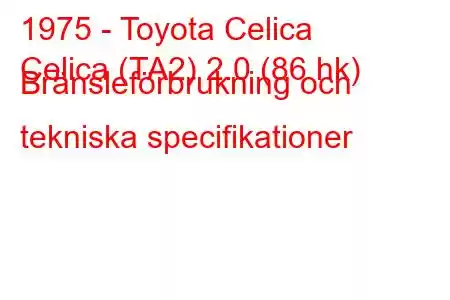 1975 - Toyota Celica
Celica (TA2) 2.0 (86 hk) Bränsleförbrukning och tekniska specifikationer