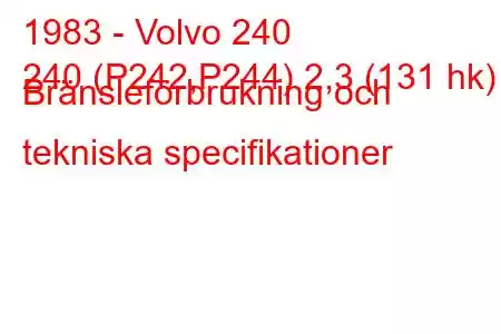 1983 - Volvo 240
240 (P242,P244) 2,3 (131 hk) Bränsleförbrukning och tekniska specifikationer