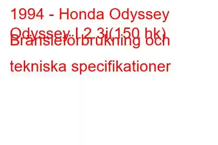 1994 - Honda Odyssey
Odyssey I 2.3i(150 hk) Bränsleförbrukning och tekniska specifikationer