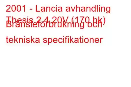 2001 - Lancia avhandling
Thesis 2.4 20V (170 hk) Bränsleförbrukning och tekniska specifikationer