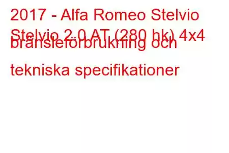 2017 - Alfa Romeo Stelvio
Stelvio 2.0 AT (280 hk) 4x4 bränsleförbrukning och tekniska specifikationer