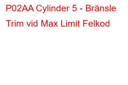 P02AA Cylinder 5 - Bränsle Trim vid Max Limit Felkod