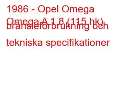 1986 - Opel Omega
Omega A 1,8 (115 hk) bränsleförbrukning och tekniska specifikationer