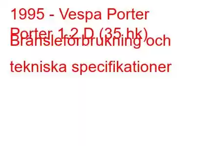 1995 - Vespa Porter
Porter 1.2 D (35 hk) Bränsleförbrukning och tekniska specifikationer