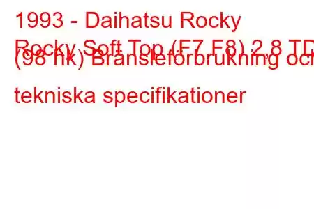 1993 - Daihatsu Rocky
Rocky Soft Top (F7,F8) 2,8 TD (98 hk) Bränsleförbrukning och tekniska specifikationer