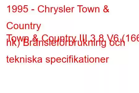 1995 - Chrysler Town & Country
Town & Country III 3.8 V6 (166 hk) Bränsleförbrukning och tekniska specifikationer